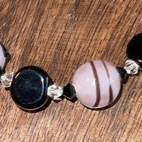 Artisan Sterling Silver Swarovski Crystal & Art Glass Toggle Bracelet NEW - Picture 4 of 6